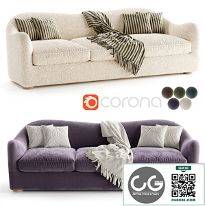  Bacio Cream Boucle Sofa with Bleached Oak Legs