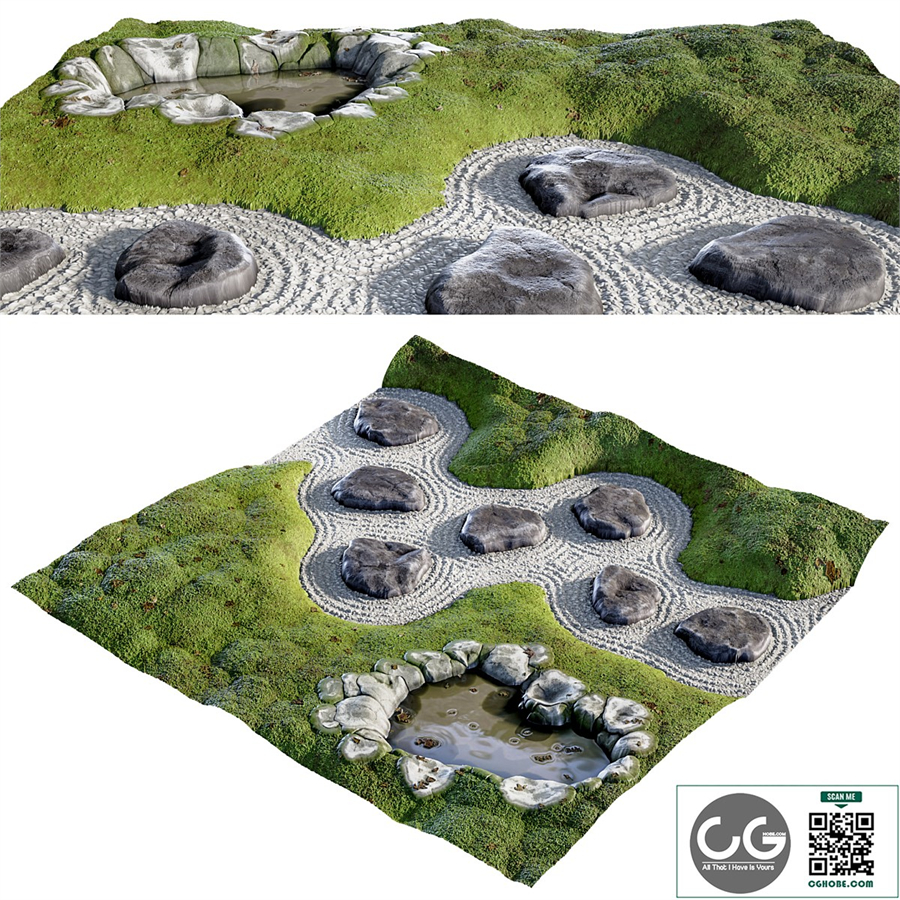 Japanese Zen Garden 08 | PBR | Tileable