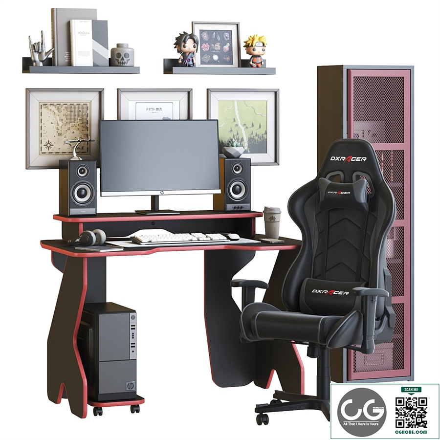 Workspace with gaming desk and chair