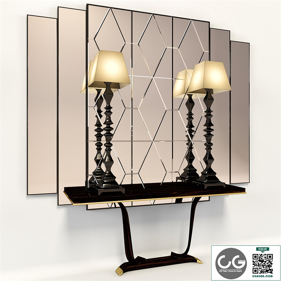 Console with mirror and lamps Transition by CASALI