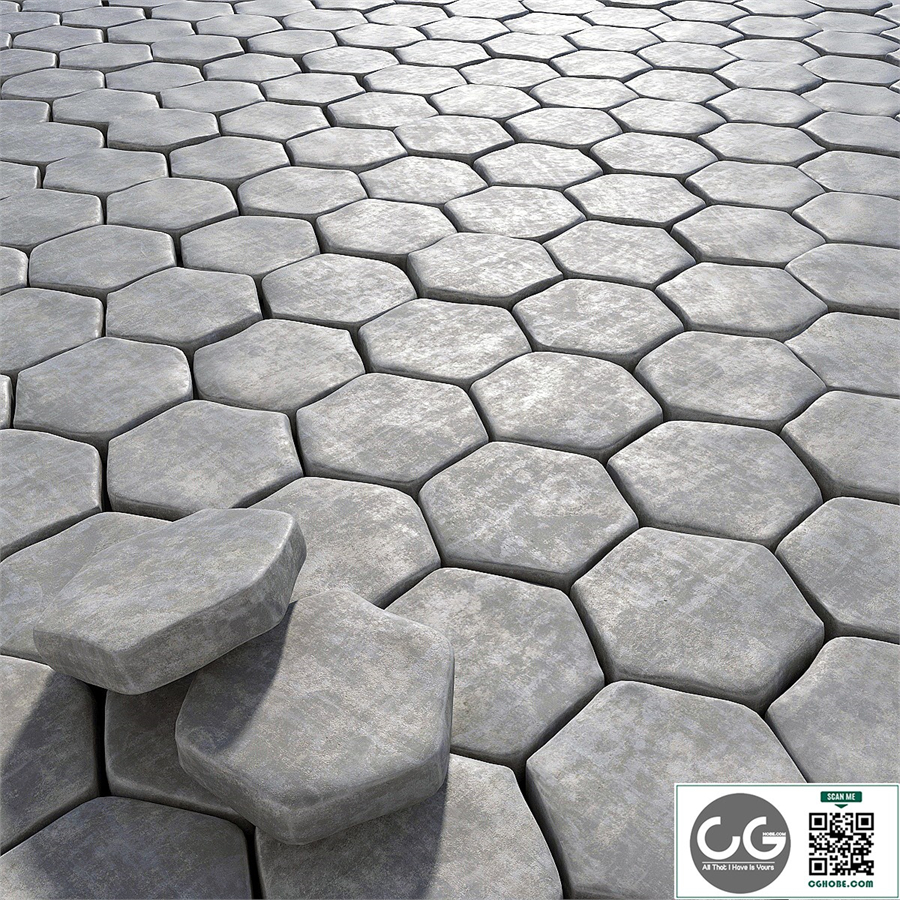 Old paving hexagon