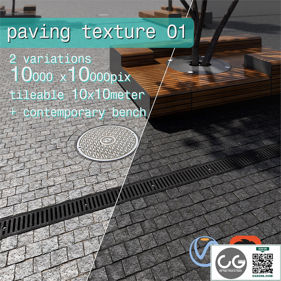 Paving granite damage / street furniture 01