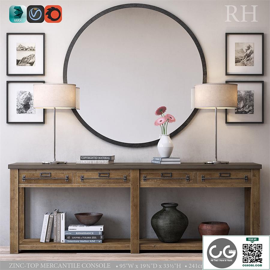 ZINC-TOP MERCANTILE CONSOLE