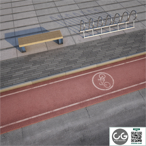 bike path to the sidewalk