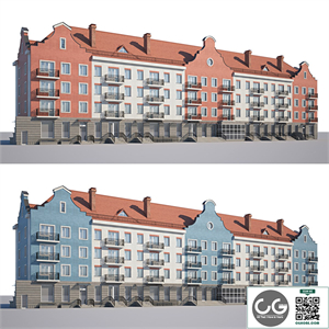 Facade of low-rise houses