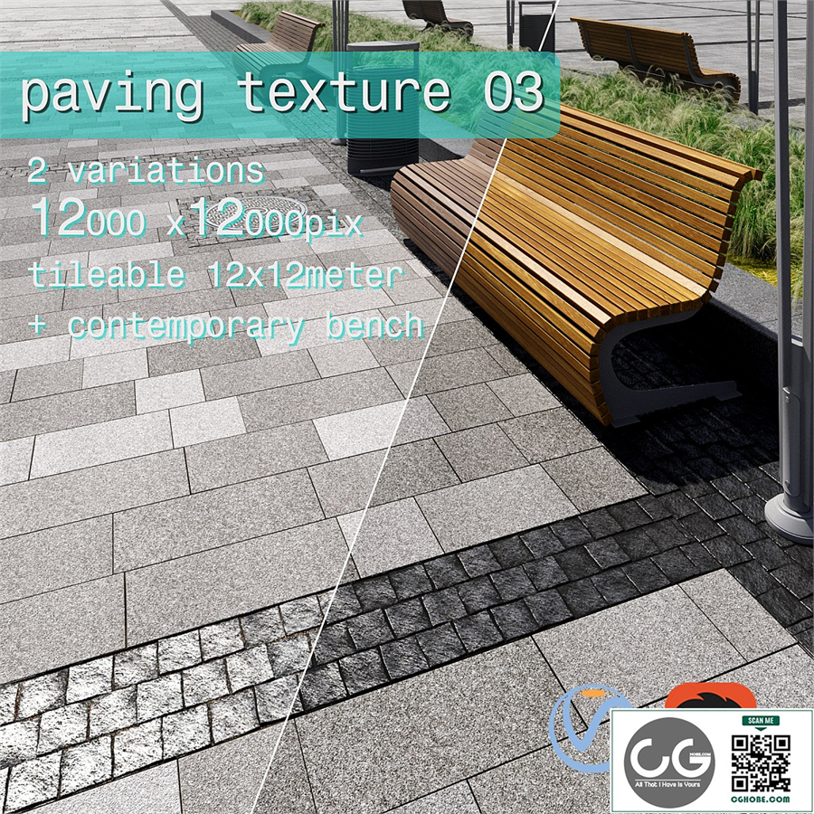 Paving granite plates HR / street furniture 03