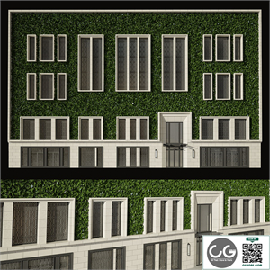 The facade of the building