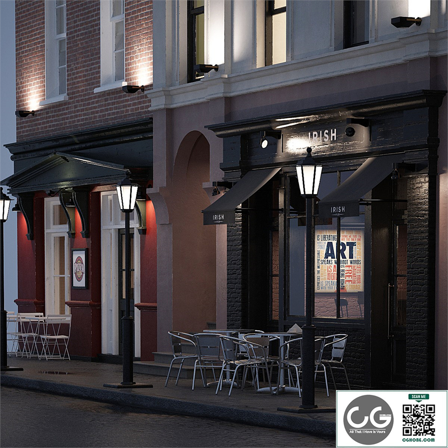 Evening facade for the background