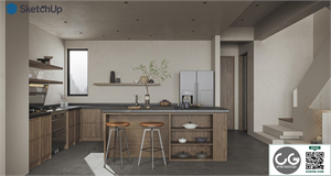 Wabi-sabi style kitchen SU model