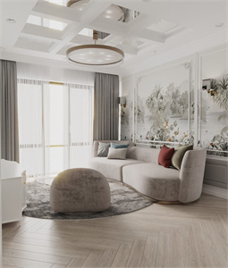 3Ds Max Living Room – Kitchen Interior Model Download by Thuy Hang
