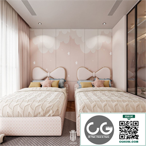 3D BedRoom Girls Interior Scene Model For Free Download by Luu Dao Tu