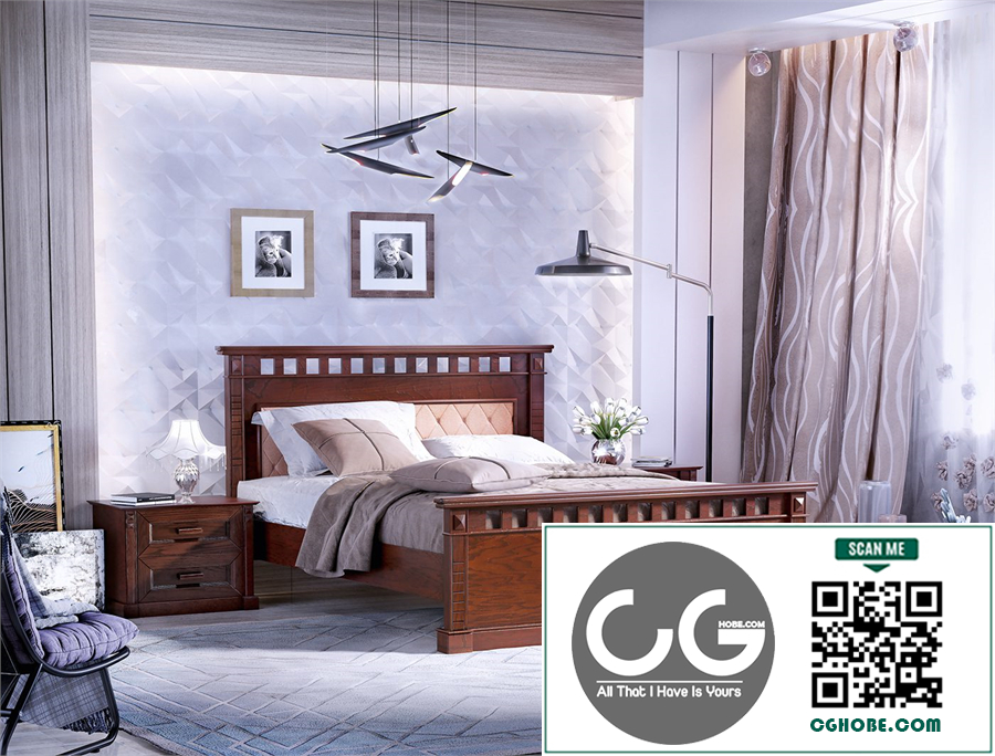 Download Free 3D Interior Bedroom Model