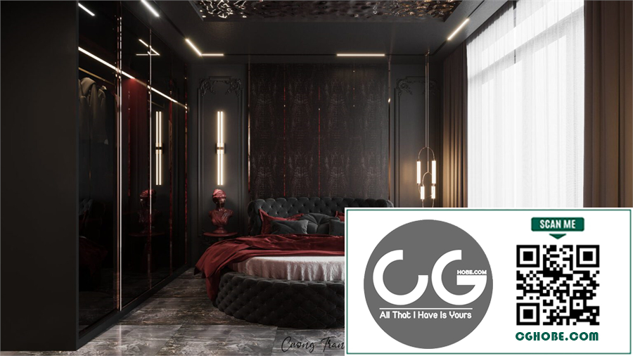 Download Free 3D Bedroom Interior Model by Cuong Tran