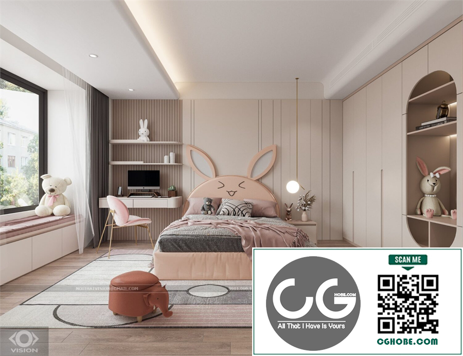 Download Free 3D Bedroom Interior Model by Bui Hai Lich