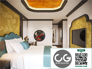 Download Free 3D Indochine Bedroom Interior Model by Mai Long