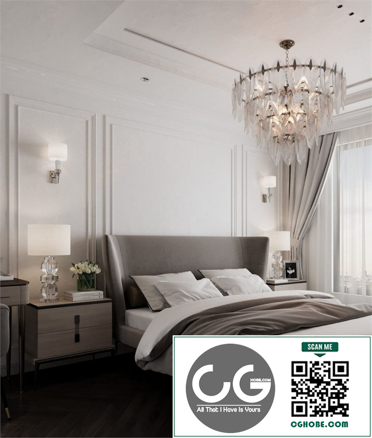 Download Free 3D Bedroom Interior Model by The Hoang