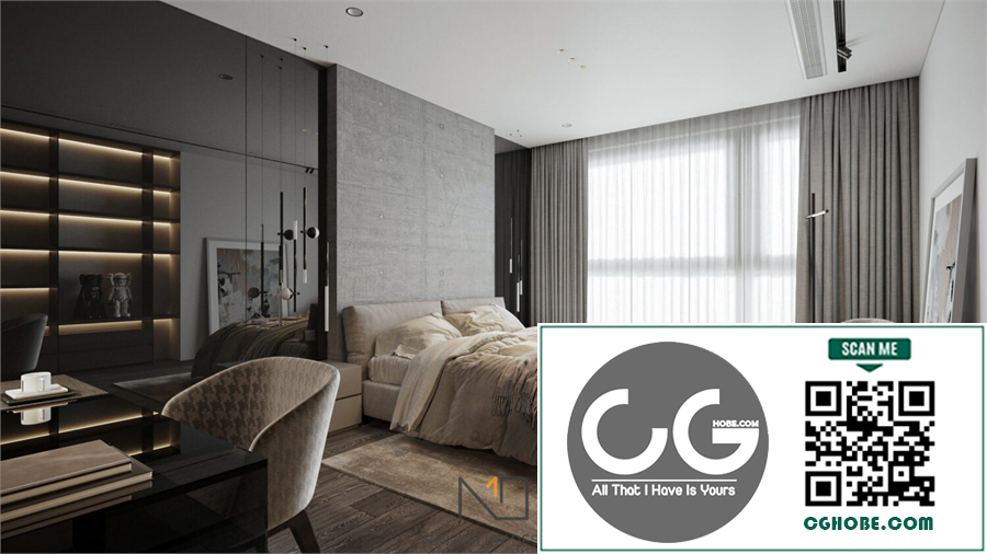 Download Free 3D Bedroom Interior Model by An Tran