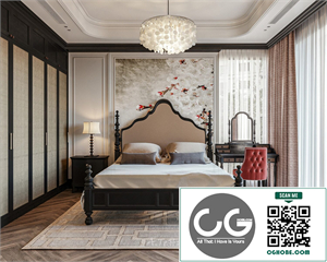 Download Free 3D Indochine Bedroom Interior Model by Anh Tehu