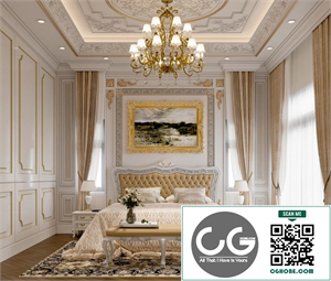 3D Interior Neoclassical Bedroom Model For Free Download by Hoang Dao Ngocm