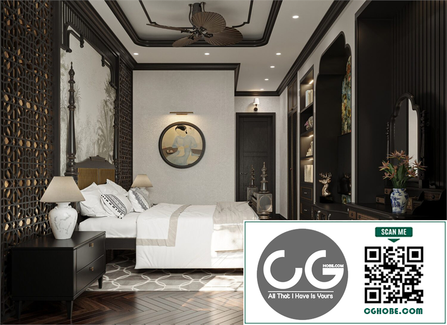 Download Free 3D Indochine Bedroom Interior Model by Tran Ngoc Thuong