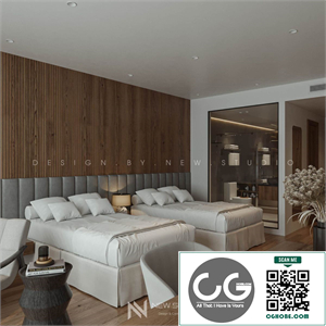 3D Hotel Bedroom Interior Model Download by Hai