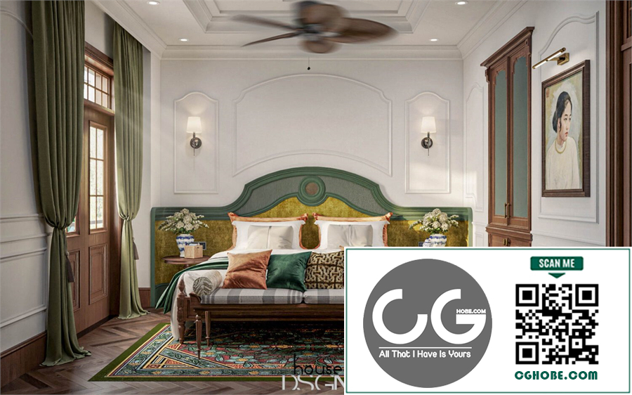 Download Free 3D Indochine Master Bedroom Interior Model by Quang Huyy