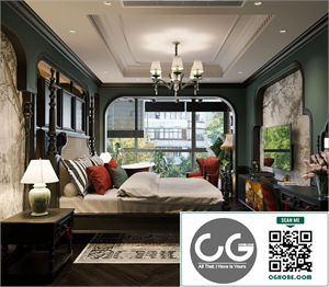 Download Free 3D Indochine Bedroom Interior Model by Gin Matsuic