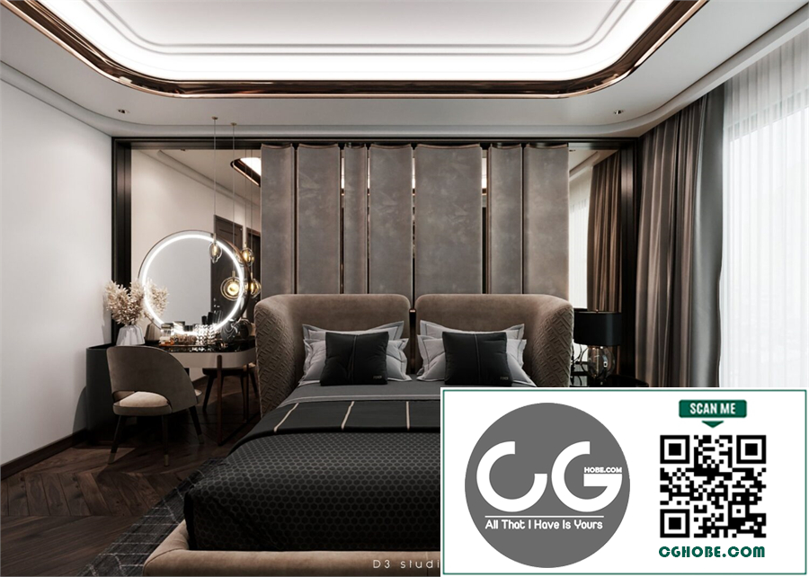 Download Free 3D Master Bedroom Interior Model by Ta Duyen