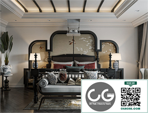 Download Free 3D Indochine Bedroom Interior Model by Duy Trinh