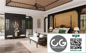 Download Free Indochine Bedroom Interior Model by Hoang Mai Thao