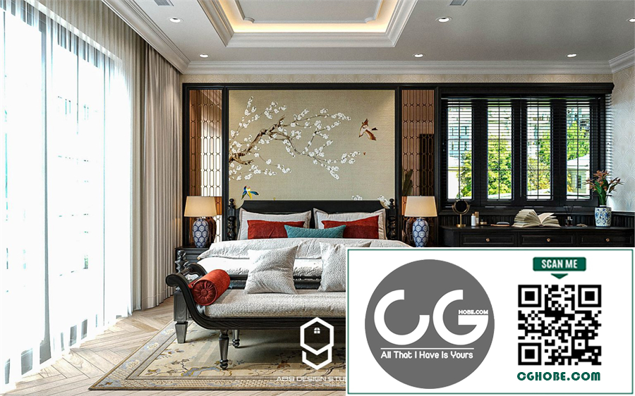 3D Indochine Bedroom Interior Model Download by Pham Quang Huy