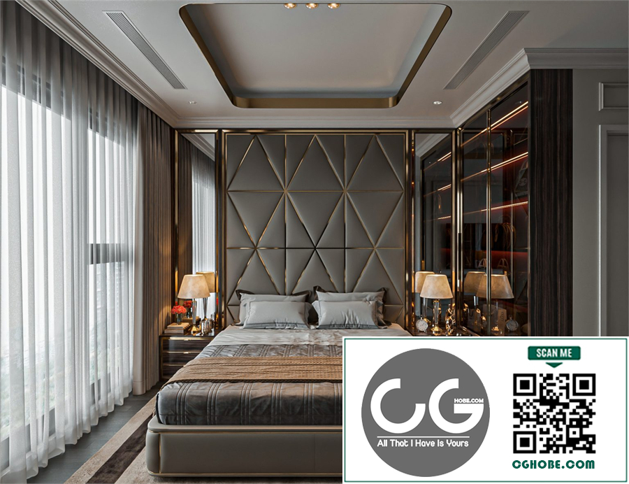 Download Free 3D Master Bedroom Interior Model by Hung Le