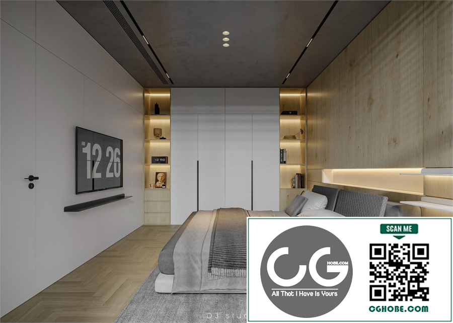 Download Free 3D Bedroom Interior Model by Ta Duyen