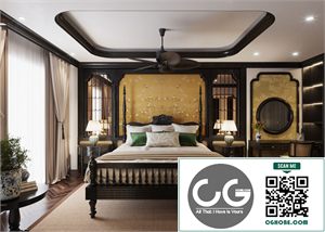  Download Free 3D Indochine Master Bedroom Interior Model by Le Tien Dung