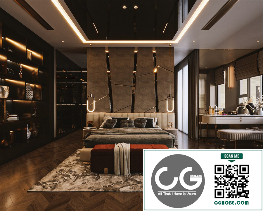Download Free 3D Master Bedroom Interior Model by Viet Rum