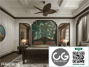 3Ds Max Indochine Master Bedroom Interior Model Download by Tran Cong Duan