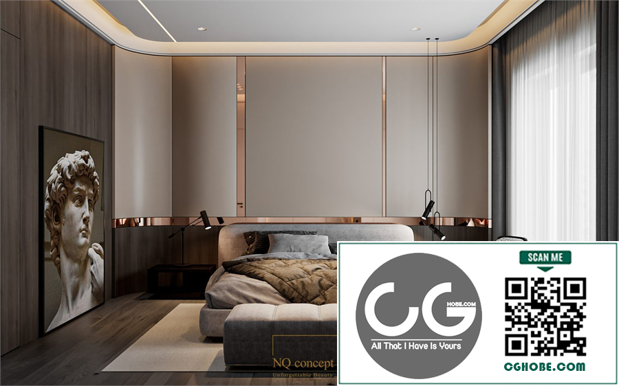  3Ds Max Master Bedroom Interior Model Download by Ngoc Quan