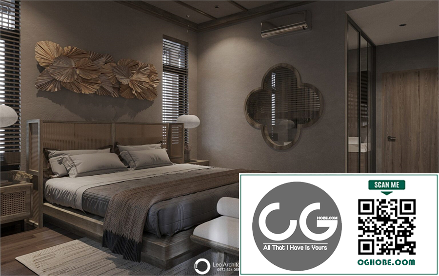 3Ds Max Bedroom Interior Model Download by Leo Nguyen