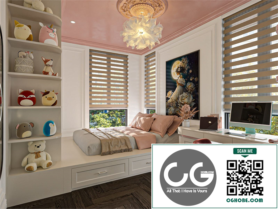  3Ds Max Bedroom Interior Model Download by Mai Long