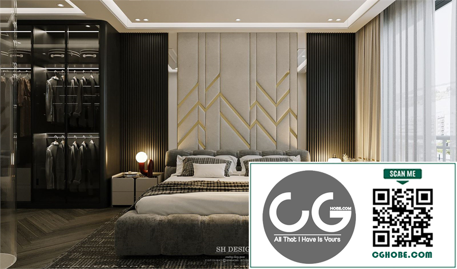3Ds Max Bedroom Interior Model Download by Linh Pham