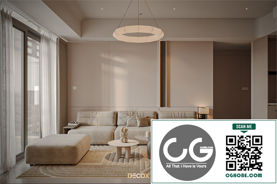 3Ds Max Living Room – Kitchen Interior Model Download By Pham Tran Nam