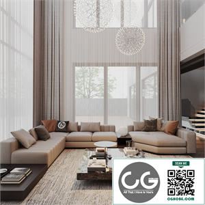 3Ds Max Living Room – Kitchen Interior Model Download By Nguyen Huu Cong