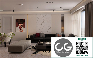 3Ds Max Living Room – Kitchen Interior Model Download