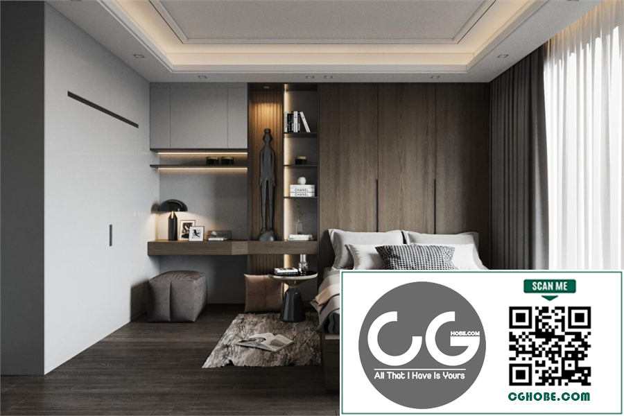 3D Interior Scenes File 3dsmax Model Bedroom 455 Free Download