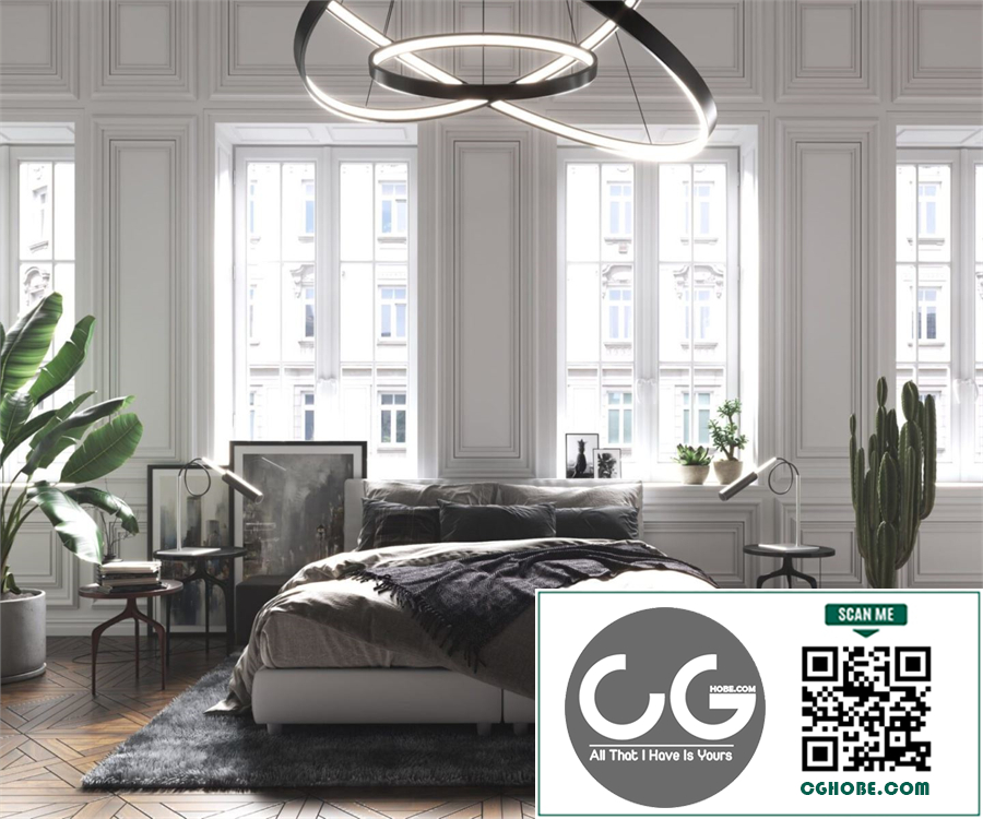 3D Interior Scenes File 3dsmax Model Bedroom 519 by Cua Toc Do