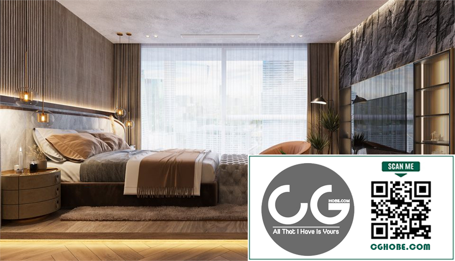 3D Interior Scenes File 3dsmax Model Bedroom 530 by Tuan An