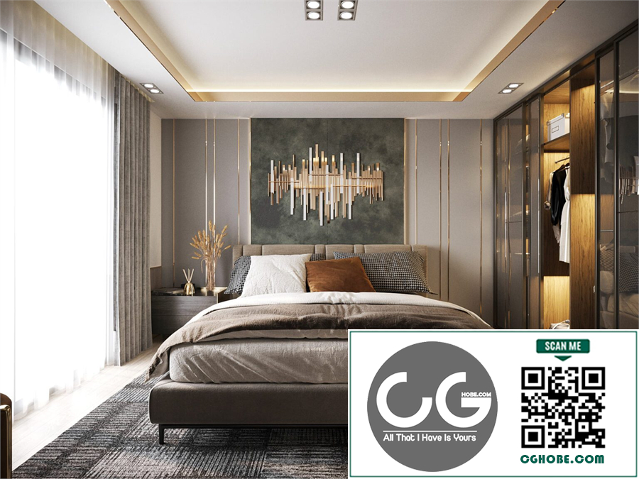 3D Interior Bedroom Model Download by Mai Long