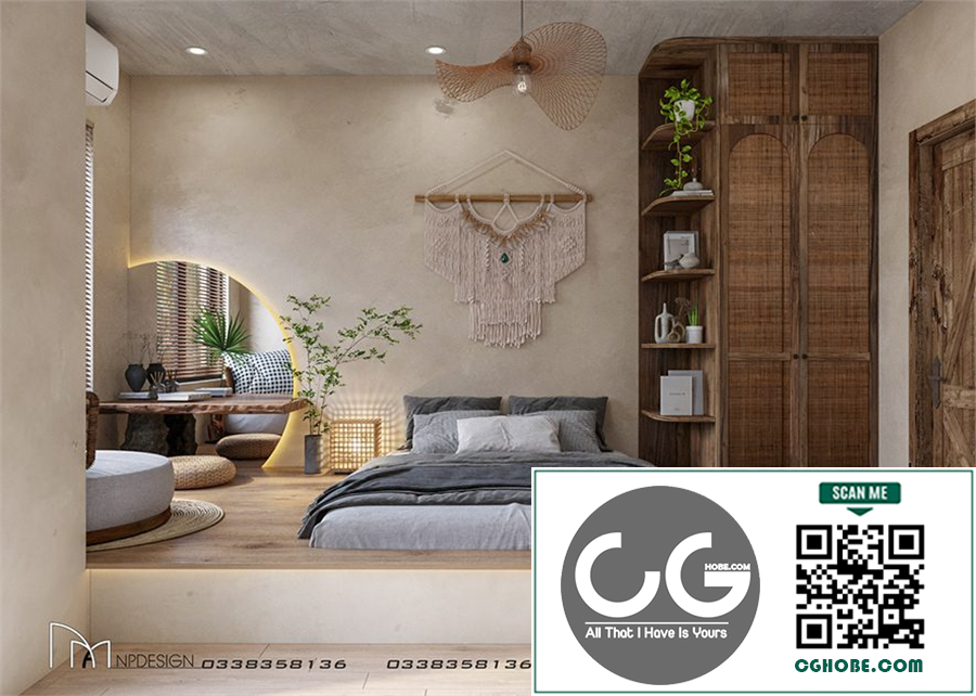  3D Interior Bedroom Model Download by Nam Phung