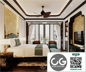 3D Interior Indochine Bedroom Model Download by Khoa NQ