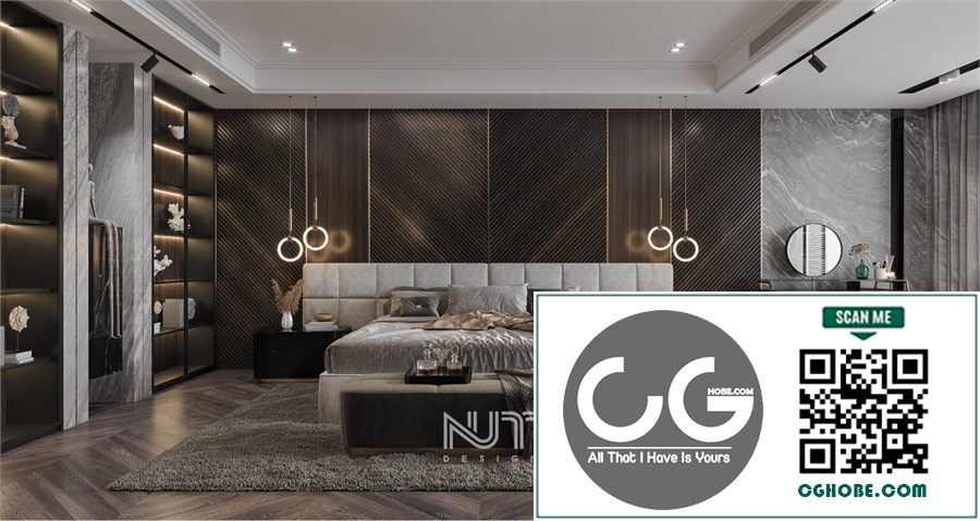 3D Interior Master Bedroom Model For Free Download by Nguyen Ngoc Tung
